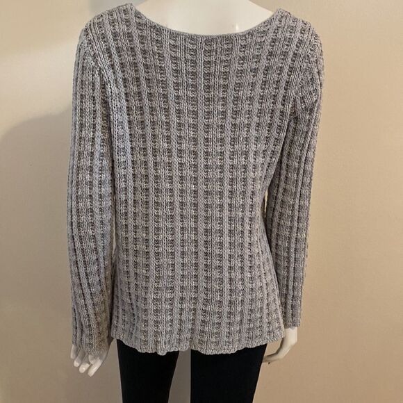 J Jill Sweater Two Tone Gray Scoop Neck  Large - Picture 4 of 7